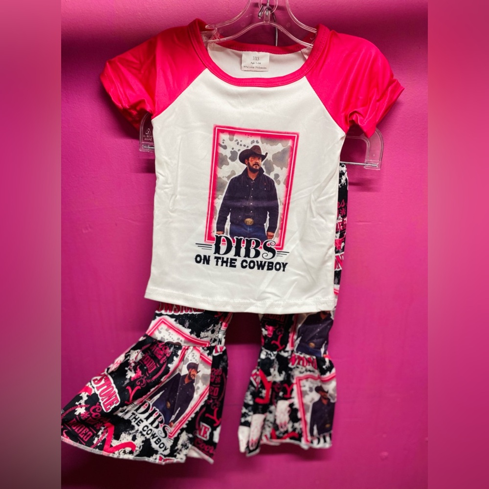 Girls “Dibs on the Cowboy” Outfit Set